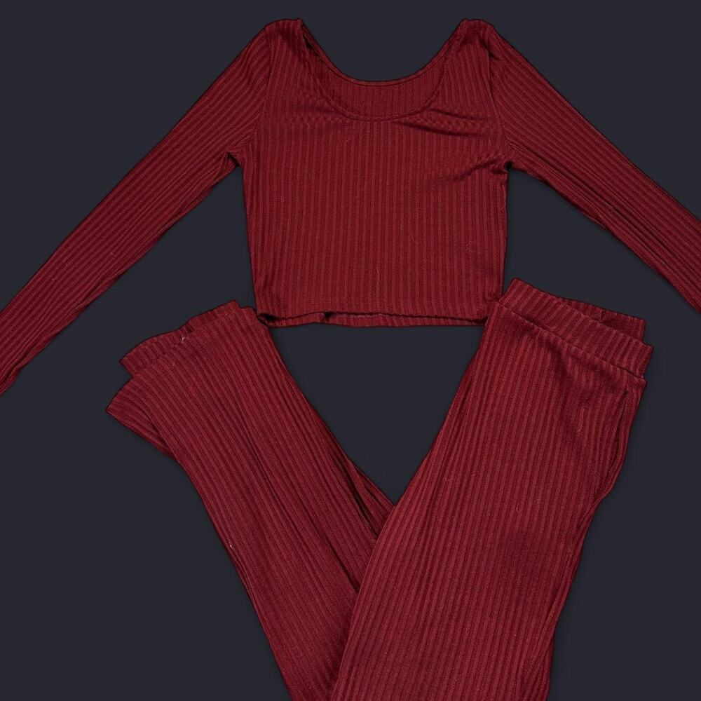 Two piece comfy burgundy set